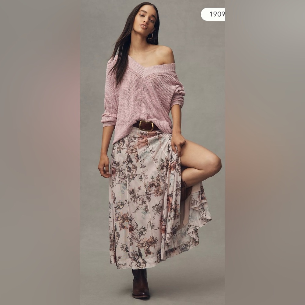 Anthropologie Pilcro Slouchy V-Neck‎ Sweater Lilac Cozy Basic Boho Relaxed